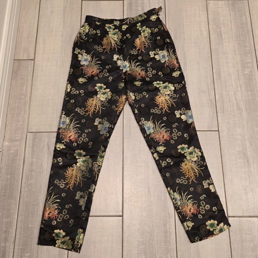 Silkland 100% Silk Asian Ankle Print Pants - Size 8